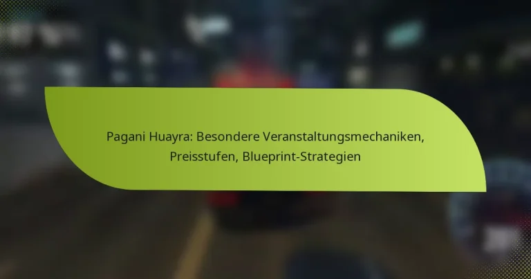 Pagani Huayra: Besondere Veranstaltungsmechaniken, Preisstufen, Blueprint-Strategien