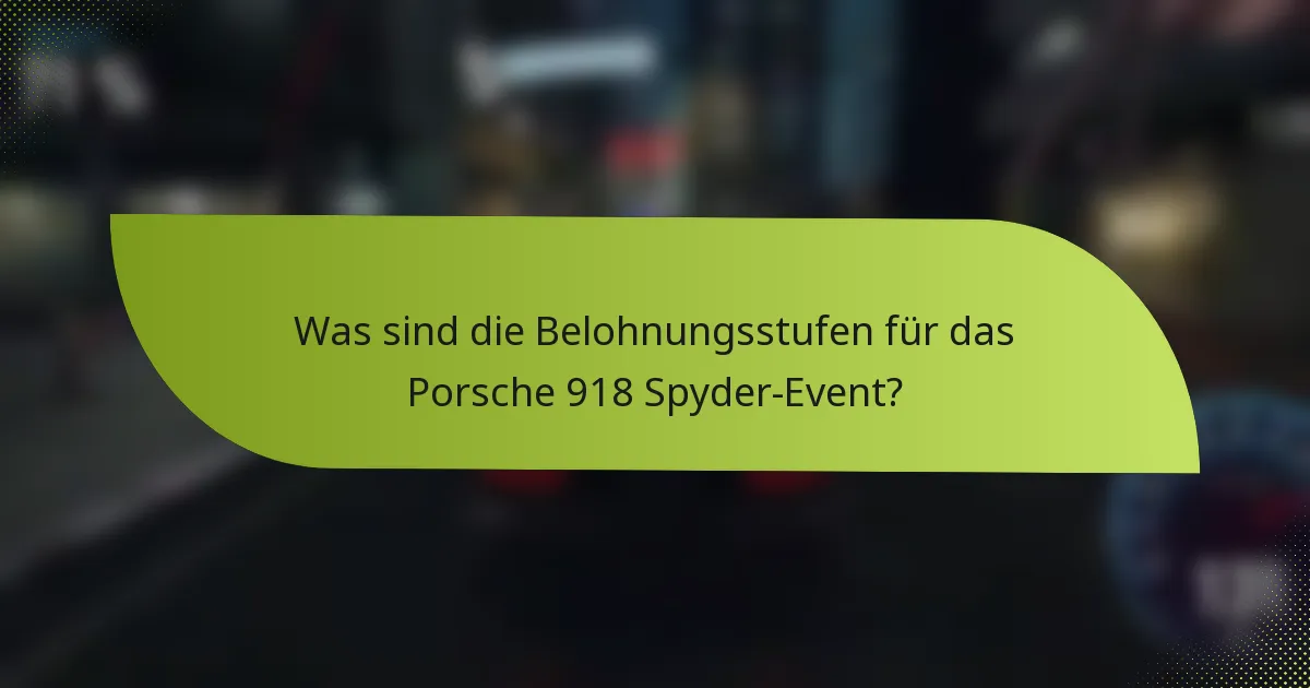 Was sind die Belohnungsstufen für das Porsche 918 Spyder-Event?