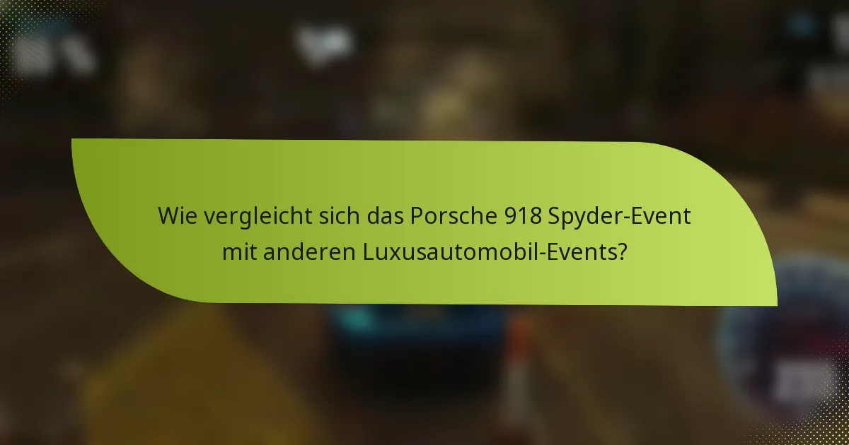 Wie vergleicht sich das Porsche 918 Spyder-Event mit anderen Luxusautomobil-Events?